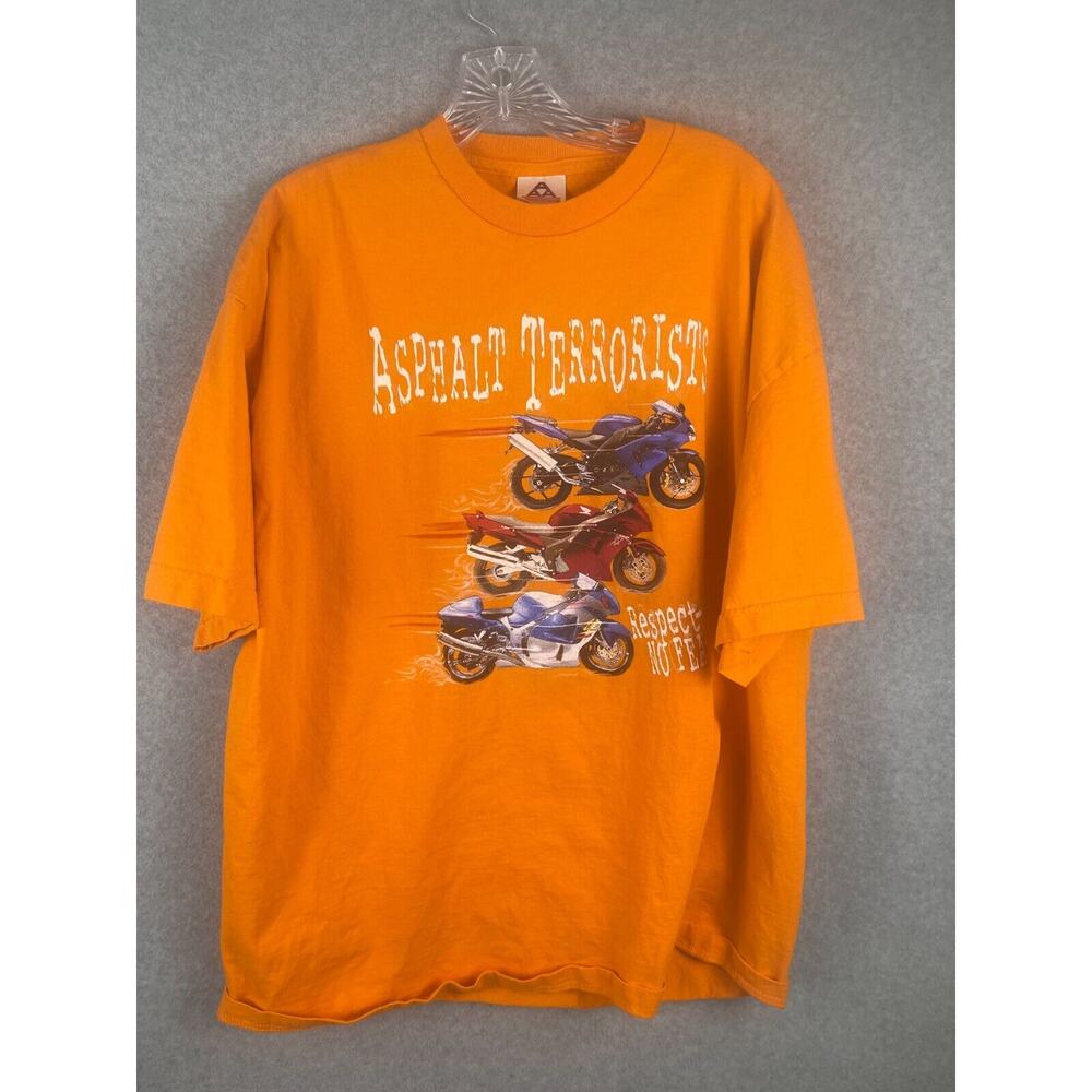 2005 Daytona Beach Bike‎ Week T Shirt Men's Size 2XL Orange Asphalt Terrorists